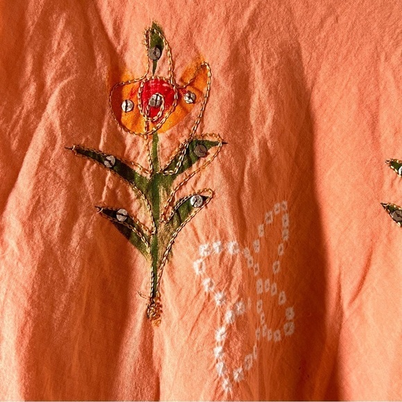 Max Studio Boho Embroidered Sequin Floral Vine Aline Skirt Women Size 4 - Picture 4 of 14